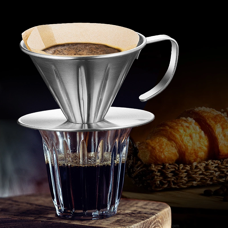 Pour Over Coffee Dripper Stainless Steel Slow Drip Coffee Filter Metal Cone Reusable Single Cup Coffee Maker